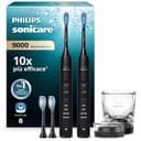 Philips Sonicare DiamondClean 9000 spazzolino elettrico, confezione doppia, spazzolino sonico con app, sensore di pressione, 4 modalità di spazzolamento, bicchiere di ricarica, nero, HX9914/63 - 1