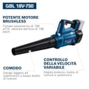 Bosch Professional 18V System Soffiatore a batteria BITURBO GBL 18V-750 (portata volumetrica di 780 m³/h, velocità dell'aria fino a 198 km/h, n. di giri variabile, bocchetta, senza batt./caricab.) - 3
