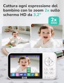 GHB Baby Monitor Video e Audio 3.2'', 2100mAh Monitor Baby con Telecamera, Visione Notturna, Modalità VOX, Rilevamento della Temperatura, Interfono Bidirezionale, Ninna Nanna - 8