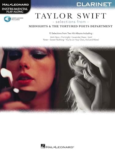Taylor Swift - Selections from Midnights & The Tortured Poets Department. Clarinetto Solo. Include Audio-online: The Tortured Poets Department Clarinet Play-Along Bk with Online Audio