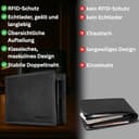Cocoono Geldbörse aus Echtleder mit RFID-Schutz – Klassisches Portemonnaie/Geldbeutel Herren mit Münzfach, Reißverschlussfach & Kartenfächern – Robustes Leder Portmonee Herren in (Schwarz, 12cm) - 7