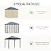 Outsunny Gazebo da Giardino 3x3m con Tetto in Policarbonato e Zanzariere, Struttura in Alluminio, Caffè e Khaki - 6