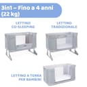 Chicco Next2Me Forever, Culla Neonato Fianco Letto 3in1, Culla che Diventa Lettino Montessori, Fino a 4 Anni (22 Kg), Altezza Regolabile, Buona Circolazione dell'Aria, 4 Ruote, Materasso incluso - 3