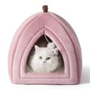 Bedsure Cat Cave Bed Indoor - Flannel Hooded Cat Igloo House, 40x40x40cm Enclosed Foldable Pet Bed with Removable Washable Cushion Pillow, Pink - 7