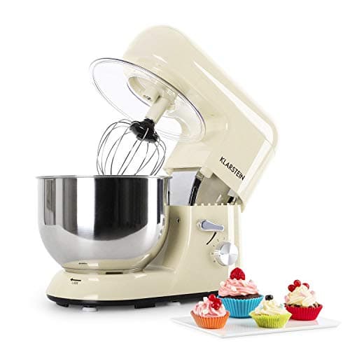 Klarstein Küchenmaschine, Knetmaschine mit 5L Schüssel, 1800W Profi Küchenmaschine mit Knethaken und Schneebesen, Universal Küchenmaschine mit 6 Stufen, Teigmaschine zum Rühren, Kneten und Aufschlagen