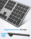 OMOTON Tastatur Maus Set Kabellose für MacBook Air/MacBook Pro/iMac/iMac Pro/Mac mini, Bluetooth Funktastatur QWERTZ mit Maus Wiederaufladbar, Multi-Gerät, Ergonomisch, Leises Tippen, DE Layout - 7