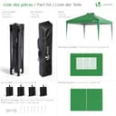 VOUNOT® 3m x 3m Pop Up Heavy Duty Gazebo with Sides, Central Lock System & 4 Weight Bags & Carry Bag, Marquee Garden Party Tent Outdoor, Green - 2