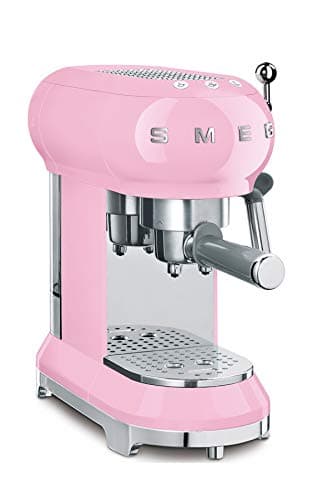 Smeg, ECF01PKEU Manual Espresso Machine, Cappuccino System, Thermoblock, Large Cup Housing and Double Coffee Function, 1 Litre Water Tank, Compact Dimensions, 1350 W, Rose