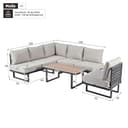 Merax Garden Furniture Sets 5-6 Seater, Outdoor Modular Corner Sofa Modular Set with Glass Tabletop, Patio Conversation Set with Backrest Cushions for Garden Terrace, Grey - 2