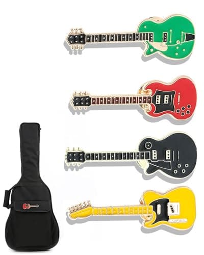 Zeayebsr 4 Stück süße Gitarre Brosche Set E-Gitarre Abzeichen für Musikinstrumente Hemden Mantel Pullover Rucksäcke, Brosche, Emaille Brosche, Emaille Pins