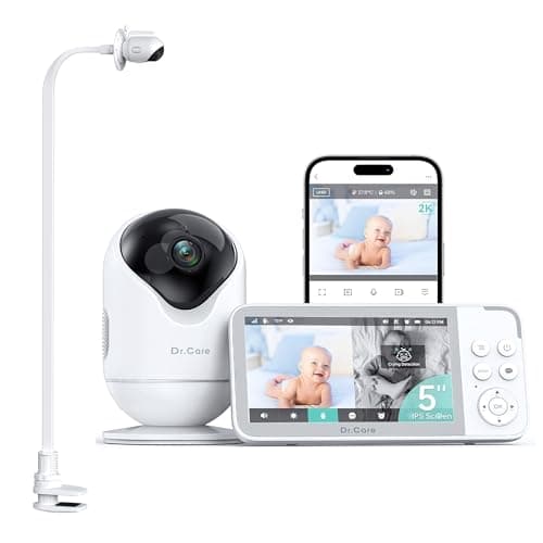 Dr.Care Smart WiFi Vigilabebés con Cámara y Clip, Pantalla 5" 1080P HD, Cámara 2K, Control por App, Alerta de Movimiento y Llanto, Visión Nocturna, Batería 5000 mAh, Audio Bidireccional, VistaView
