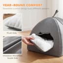 PawHut Cat Cave Bed for Indoor Kittens, Cat House with Removable Cushion and Teaser Ball, Kitty Igloo with Anti-Slip Base, 42 x 42 x 39 cm, Grey - 3