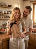 Tagliere monogramma data e nomi personalizzati in legno di acacia – Creazione artigianale francese - 2