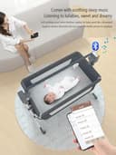 Magic ZC Electric Bluetooth Smart Next to Me Crib, Convertible Baby Bedside Crib, Foldable Co-Sleeping Bassinet, Remote and 5 Swaying Gears, Infant Bedside Sleeper Cradle with Music (601 Grey) - 5