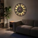 Maxstar Reloj de Pared 50CM para Salón a Pilas, Silencioso Sin Tic-TAC, Estilo Madera Metal, LED Moderno Dormitorio/Oficina (Números Romanos, Negro-20) - 7