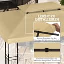 Outsunny Ersatzdach für Pavillon 3 x 4 m wasserabweisend Pavillondach mit Doppeldach Ersatzbezug für Gartenpavillon Ersatzteile aus Polyestet-Stoff Beige - 5