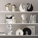 PIGPIGFLY Doppelgesichtige Weiss Statue,Deko Figuren,Deko Wohnzimmer,Home Store Dekoration, Modern Abstract Kunst Skulpturen Deko, Bürodekorationen,Polyresin, Geschenk - 4