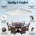 Giardino Arizona Round 6 Seater Brown Rattan Dining Set | Outdoor Rattan Garden Table & Chairs with Parasol, Base & Cover - 2