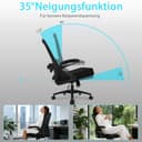 Milacyee Bürostuhl Ergonomisch, Schreibtischstuhl mit Verstellbarer 4D Lendenwirbelstütze, Drehstuhl mit Klappbare Armlehnen, Computerstuhl mit 90°-125° Liegefunktion, Netzstuhl bis 130KG, Schwarz - 5