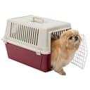 Ferplast Katzentransportbox, kleine mittelgroße Hundetransportbox, Hunde und Katzen bis 15 kg, Eisentür, Lüftungsschlitze, 40x60xH 38 cm, Hartschalen Transportbehälter Atlas 30 EL, Bordeaux - 2