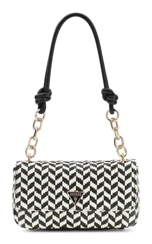 GUESS Schultertasche Tessi Flap Shoulder Bag Black Multi schwarz weiß