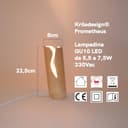 Lampada da Appoggio in Legno di Frassino – Lampada da Tavolo Artigianale con Luce Calda – Design Naturale per Comodino o Scrivania – Design Casa - Bajour Moderna con Cavo in Tessuto e Lampadina GU10 - 2