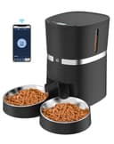 WellToBe Smart Futterautomat Katze & Hund, WiFi Automatischer Futterspender für 2 Katze, Pet Feeder mit Timer, Ton-Aufnahmefunktion, App-Steuerung, Portion, zu 6 Mahlzeiten am Tag (Schwarz) - 1