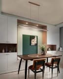 LED Wood Pendant Lamp Dining Table Pendant Lamp, Dimmable Modern Pendant Lamp Wood With Remote Control, Modern Straight Design Living Room Lamp Hanging For Kitchen Office Dining Room (Wood, 130 cm) - 6