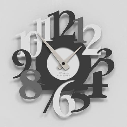 Giallobus - Orologio Bilay - Carved - Legno Mdf - Premium 60x60cm - 08 - Ash - Artigianale Made in Italy - Silenzioso - Idea regalo - Moderni doppio livello