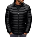 Piumino Uomo Invernale Trapuntato Tinta Unita Casual Cappotto Con Tasche Spesso Caldo Piumino senza Cappuccio Impermeabile Trekking Giubbotto Con Cerniera Addensare Antivento Giacca Manica Lunga - 1