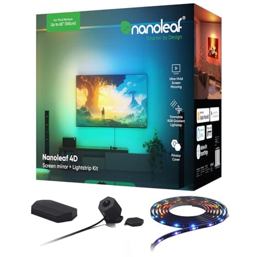 Nanoleaf 4D | TV Screen Mirror + Lightstrips Starter Kit | 4M | For TV up to 65'' / 165cm | 12V, 24W | 120V-240V | EU
