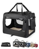 lionto Borsa trasportino per cani pieghevole per viaggi e auto, 70x52x50 cm, box di trasporto stabile con maniglie per gatti e animali fino a 15 kg, scatola in tessuto, nero - 1
