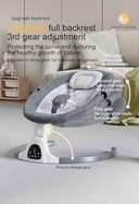 GLOKID Sdraietta Neonati Elettrica，Elettrica Altalena，2in1 Sdraietta dondolo per neonato da 0 fino a 15kg，Cintura di sicurezza a 5 punti，Elettrico per Neonati con telecomando e Bluetooth (YLYGREY) - 3