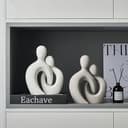 Eachave Escultura romántica de Pareja en cerámica Blanca - Estatua Moderna de Amantes para Decorar Sala de Estar, Oficina y Dormitorio Aniversarios y San Valentín - 5