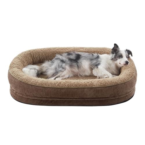 Pawk Orthopädisches Hundebett Mittelgroße Hunde, Vierseitiges Nackenrolle Kissen Hundebett Orthopädisch, Memory Foam Hundekorb Wasserdicht rutschfest, Hundebetten Abnehmbar und Waschbar