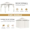 TRIUMPHKEY Pavillon 3x3 Wasserdicht Stabil Winterfest, Garten Pavillion mit seitenwänden, UV-Schutz 50+, Plane Gartenlaube, Metallrahmen Pavillon, Patio Gazebo, Beige Ohne LED - 2