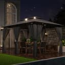 TRIUMPHKEY Pavillon 3x4 Wasserdicht Stabil Winterfest, Garten Pavillion mit seitenwänden, UV-Schutz 50+, Plane Gartenlaube, Metallrahmen Pavillon, Patio Gazebo, Grau mit LED - 7
