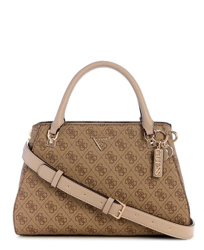 GUESS Women's Noelle Ii Luxury Satchel, Crossbody, Latte Logo, One Size