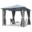 TOOLPORT Gartenpavillon 3x3 m Polycarbonat Dach ca. 6 mm - Hardtop Pavillon mit 4 Seitenteilen und Moskitonetzen in grau - 1