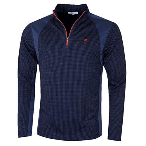 Calvin Klein Baselayer a Strato Uomo 2025 Micro Grid- Blu Navy/Arancione - M