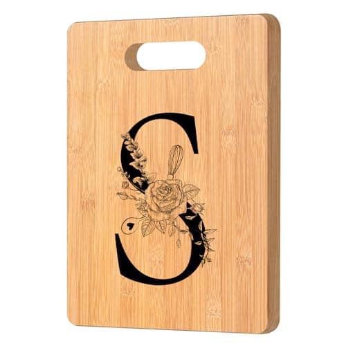 Tabla de cortar de bambú grabada, regalos de tabla de cortar de bambú, regalos de cocina, ideas de regalos de cumpleaños, regalos para apartamentos nuevos, ligera y práctica (S)