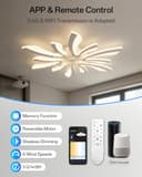 YUNLONG Smart Lampadario con Ventilatore da Soffitto, WiFi Plafoniera con Ventilatore Compatibile con Alexa Google Home, Lampada con Ventola Techo per Camera da letto, Cucina, Bianco - 5