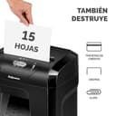 Fellowes Destructora de Papel FS-15C - Uso en Oficina en casa - Trituradora de Corte en partículas, destruye hasta 15 Hojas, Papelera extraíble 19L - Seguridad P4 - Negro - 3