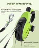 Pecute Guinzaglio per Cani Allungabile 8 metri con Corda Anti-morso da 46 cm, Guinzagli Retrattili con Sacchetti Igienici e Porta Sacchetti|Per Passeggiate/Addestramento/Pioggia, fino a 15-50 kg,Verde - 7