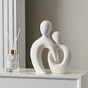 Escultura romántica de Pareja en cerámica Blanca - Estatua Moderna de Amantes para Decorar Sala de Estar, Oficina y Dormitorio Aniversarios y San Valentín - 3