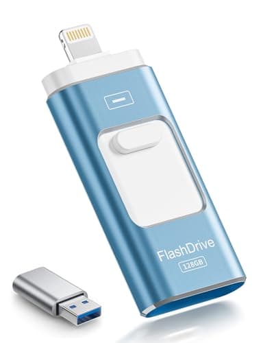 ROSPE USB Stick 128 GB für iPhone, MFi-zertifizierter Lightning Speicherstick, 3-in-1 Flash-Laufwerk für iOS/Android/PC, USB 3.0 High-Speed Memory Stick iPhone Externe Speichererweiterung, Aschblau