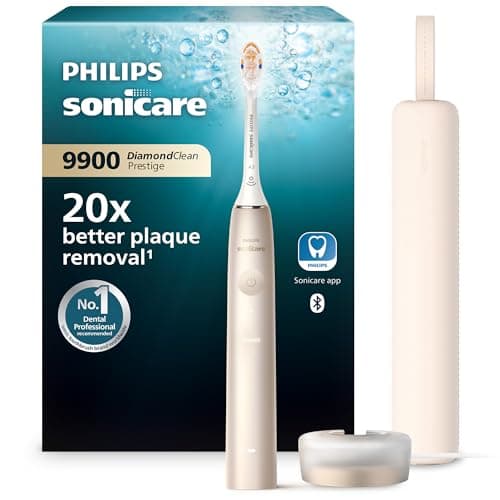 Philips Sonicare Prestige 9900 Our Most Advanced Electric Toothbrush HX9992/11 with SenseIQ All-in-One Brush Head Artificial Intelligence in the Philips Sonicare App Colour: Champagne
