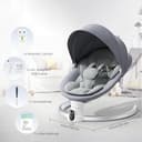 Ixdregan Hamaca para Bebé, Arnés Actualizado de 5-Puntos Eléctrica Silla Mecedora para 0-9 kg de Bebé, App y Control Remoto Hamaca Bebe con 3 Temporizadores, 5Velocidades de Columpio y Melodias Gris - 2