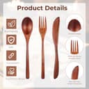 DOPENSPI 6 teiliges Holzbesteck zum Essen, Nanmu Holzgeschirr, wiederverwendbare Holzlöffel, Gabeln, Schaber, Holzbesteck-Set, Besteck-Set für den täglichen Gebrauch, Familie, Zuhause, Reisen, Camping - 5