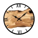 predolo Wanduhr Holz Wanddeko Leise Wohnzimmeruhr Dekorative Uhr mit Rustikalem Holzmaterial Ruhigem Uhrwerk Und Künstlerischem Baumringmuster für Büro, Küche, Schlafzimmer, Braune Römische Ziffern - 1